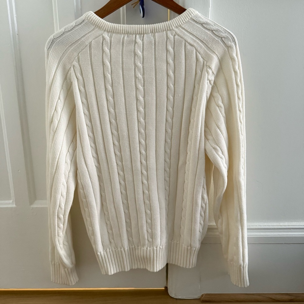 Brandy Melville Ida Cotton Blend Cable Knit Ivory V-Neck Oversized Sweater - Picture 7 of 7